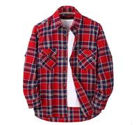 Vintage Mens Lumberjack Flannel Cotton Shirt Checked Plaid Tartan, Casual Buffalo Overshirt Red Black - The Kew Plaid or Red Navy - The Madras - Shakespear Red, S