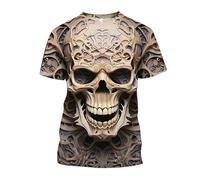Vintage Men's T-Shirt Tops Men's Skeleton 3D Print T-Shirt Fashion Streetwear T-Shirt Short Sleeve Shirt Casual Shirt Blouse Men's T-Shirts Crew Neck Short Sleeve Top Summer, Purple, 3XL