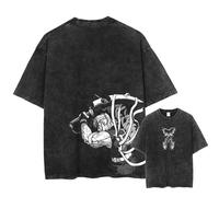 Vintage men's washed T-shirt Demon Slayer Animation T-shirt Harajuku T-shirt 100% cotton fashion streetwear XXL AF926