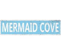 Vintage Mermaid Cove Stays Sign 4x16 Inch For Home Kitchen Farmhouse Bar Pub Garden Outdoor Wall Decor Coffee Office Garage Man Cave Shop Bathroom Plaque