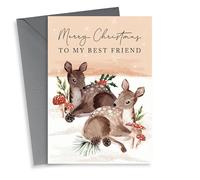 Vintage Merry Christmas To My Best Friend Christmas Card - Retro Bambi Deer