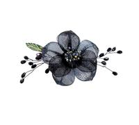 Vintage Mesh Beaded Flower Brooch Pin for Women Ladies Elegant Fabric Green Leaf Crystal Acrylic Bead Camellia Lapel Hair Pins Dainty Anniversary Costume Wedding Party Dress Accessories Jewelry, M