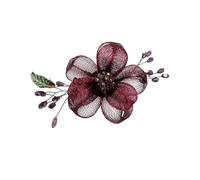 Vintage Mesh Beaded Flower Brooch Pin for Women Ladies Elegant Fabric Green Leaf Crystal Acrylic Bead Camellia Lapel Hair Pins Dainty Anniversary Costume Wedding Party Dress Accessories Jewelry, M