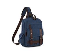 Vintage Messenger Bag, Canvas Backpack for Travel, Men's Shoulder Bag, Dual-use Bag for Hand Carry and Crossbody Carry, Darkblue, 10.5 inches (L) x 13.5 inches (H) x 3.4 inches (W), Shoulder Bag