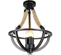 Vintage Metal 3 Light Chandelier E14 Matte Black/Gold Candle Chandelier for Restaurant Bedroom Corridor Porch Retro American Hemp Rope Creative Personality Intere