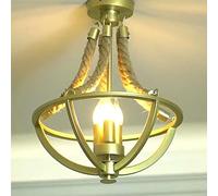Vintage Metal 3 Light Chandelier E14 Matte Black/Gold Candle Chandelier for Restaurant Bedroom Corridor Porch Retro American Hemp Rope Creative Personality Interes