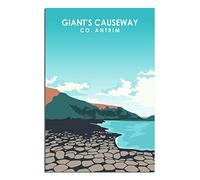 Vintage Metal Art Plaque Ireland County Antrim Giant's Causeway Retro Wall Art Decor Iron Painting for Bathroom, Kitchen, Pub, Garden, Coffee 30x40cm