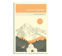 Vintage Metal Art Plaque Mount Rainier National Park Mount Rainier Retro Wall Art Decor Iron Painting for Bathroom, Kitchen, Pub, Garden, Coffee 30x40CM