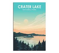 Vintage Metal Art Plaque Oregon Crater Lake National Park Retro Wall Art Decor Iron Painting for Bathroom, Kitchen, Pub, Garden, Coffee 30x40cm