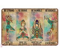 Vintage Metal Bathroom Signs Namaste Be Strong Brave Humble Everyday Yogi Yoga Lovers Gift Meditation Print Home Decor Rustic Aluminum Tin Wall Art Poster 8x12 inch