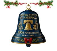 Vintage Metal Bell Decoration, US 250th Commemorative Ornament, Relief Craft Design, Christmas Tree Hanging Bell, for Living Room, Holiday Celebrations & Patriotic Gatherings