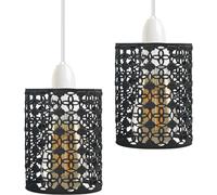 LEDSone Industrial Style Metal Cage Easy Fit Wire cage Lampshade for Indoor Pendant Lights Lights Shade for Dining Room Bedroom Loft Hallway (Black A-2 Pack)