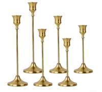 Vintage Metal Candlestick Set, Elegant Taper Candle Holders For Dining Table, 3-Piece Decorative Centerpiece With Varying Heights For Wedding Home Decor(6PCS)