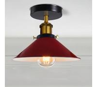 Vintage Metal Ceiling Light, Modern Semi Flush Mount Lamp with 22cm Red Conical Shade, E27 Bulb Holder for Kitchen, Bedroom, Dining Room, Hallway, Bar Easy Fit Anti Rust Premium Quality Durability