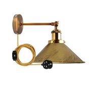 LEDSone Modern Vintage Retro Industrial Brass Colour Wall Sconce Light Plug in Wall Lamp with Dimmer Switch Lamp Shade (Brushed Brass)