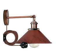 Modern Vintage Retro Industrial Wall Sconce Light Plug in Wall Lamp with Dimmer Switch Lamp Shade (Rustic Red)
