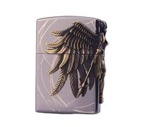 Vintage Metal Flip-Top Gas Lighter - Windproof Soft Flame, Refillable Fuel Lighter, Outdoor Camping Gift (Butane Not Included)(Black)