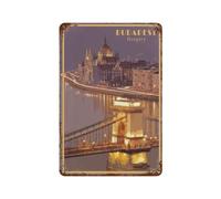 Vintage Metal Horse Tin Sign Funny Retro,Budapest Hungary,Metal Wall Decor Decorative Tin Sign Art Plaque Poster for Home Kitchen Bar Coffee Shop Club Decoration(15x30cm)6x12 inch-E58