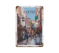 Vintage Metal Horse Tin Sign Funny Retro,Exeter England Streetscape,Metal Wall Decor Decorative Tin Sign Art Plaque Poster for Home Kitchen Bar Coffee Shop Club Decoration(30x40cm)12x16 inch-A18