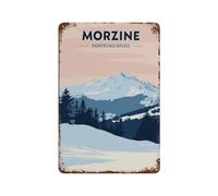 Vintage Metal Horse Tin Sign Funny Retro,France Morzine Snow Mountain,Metal Wall Decor Decorative Tin Sign Art Plaque Poster for Home Kitchen Bar Coffee Shop Club Decoration(30x40cm)12x16 inch-338