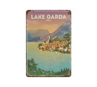 Vintage Metal Horse Tin Sign Funny Retro,Lake Garda Italy,Metal Wall Decor Decorative Tin Sign Art Plaque Poster for Home Kitchen Bar Coffee Shop Club Decoration(15x30cm）6x12 inch-C98