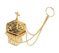 Vintage Metal Incense Burner with Top Portable Hanging Holder | Controlled Smoke Flow Design, Nonstick Polished Surface, for Spiritual Rituals and Altar Use