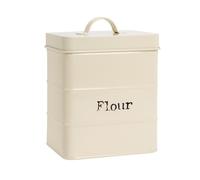 Harbour Housewares Vintage Metal Flour Storage Canister - Cream with Airtight Lid - Powder-Coated Steel Kitchen Storage - Rustic, Retro Design for Flour, Cereal & Dry Goods