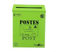 Vintage Metal Mailbox - Rustic Style Wall Mount Letter Box for Outdoor Use, Home Decor & Photography Props, 29 x 22 x 6 cm(Green)