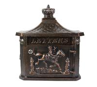 Vintage Metal Mailboxes for House Outside, Locking Wall-Mounted Mailbox, Cast Aluminum Drop Box, 15 * 7 * 17in(Bronze)