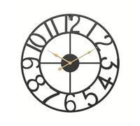 Vintage Metal Outdoor Wall Clock Large Silent Garden Decor Weatherproof Time Display Easy Read Numbers Stylish Office Decoration 34cm 40cm Black Gold(D)