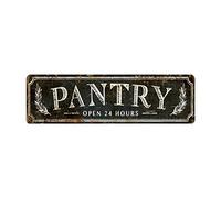 Vintage Metal Pantry Sign,rustic Pantry Decor Signs for Kitchen Wall Decor Home Kitchen Dining Room Restaurant Coffee Shop 4x16 Inch (Black)