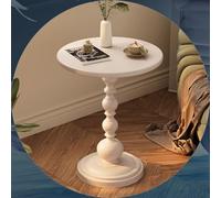 Vintage Metal Pedestal End Table - Round Accent Coffee Table for Small Spaces Unique 21" Side Table for Living Room Bedroom Balcony (White Large)