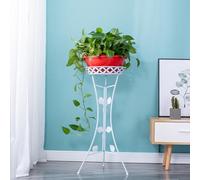 Vintage Metal Plant StandRustic Holder for Garden PotsElegant Display for Living Rooms Bedrooms & BalconiesWhite 30x80 cmSturdy Support for Your Plants