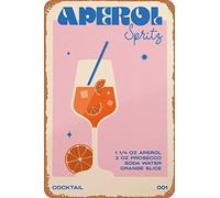 Vintage Metal Plaque Poster Cocktail Aperol Spritz Retro Metal Tin Sign Plaque Wall Decor Gift For Bathroom Restaurant Farm Bedroom Cafe School 12x16 Inch