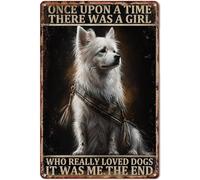 Vintage Metal Plaque Poster Once Upon A Time There Was A Girl Who Really Loved Dogs Retro Metal Tin Sign Plaque Wall Decor Gift For Farm Bathroom Restaurant Theater Bedroom Cafe 8x12 Inch