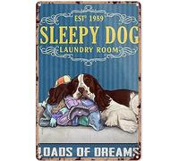 Vintage Metal Plaque Poster Springer Spaniel Dog Laundry Room Loads Of Dreams Retro Metal Tin Sign Plaque Wall Decor Gift For Bathroom Restaurant Farm Bedroom Cafe School 12x16 Inch