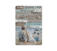 Vintage Metal Plaque Retro To My Wife, Couple Drawing, Ocean View, I Love You Forever And Always, Family Prints, Metal Posters, Portrait Picture Artword Home Decor For Living Room 12x16 Inch