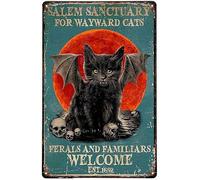 Vintage Metal Plaque Salem Sanctuary Foe Wayward Cats Ferals And Familiars Welcome Tin Sign Retro Style Miller Beer Bar Den Halloween Painting Metal 30x40cm