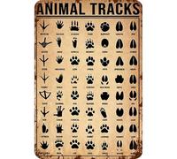Vintage Metal Plate Animal Tracks Rectangular Iron Painting Wall Decor 20x30cm