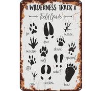 Vintage Metal Plate Animal Tracks Rectangular Iron Painting Wall Decor 20x30cm