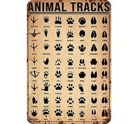 Vintage Metal Plate Animal Tracks Rectangular Iron Painting Wall Decor30x40cm