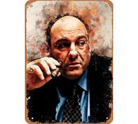 Vintage Metal Poster - Expression Of Smoking Tony Soprano Tin Sign Suitable For Wall Decoration Of Bar,Cafe,Garage,Man Cave Retro Metal Tin Sign 8X12 Inches