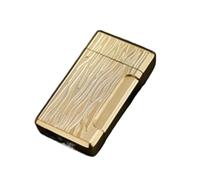 Vintage Metal Push-action Butane Lighters, Windproof Jet Flame, Engraved Metal, Adjustable Flame, Refillable Gas Portable Lighter (No Fuel)(Gold2)