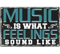 Vintage Metal Quotes Sign Music Is What Feelings Sound Like Retro Wall Decor for Coffee Bar Home Plub Farmhouse Garden Garage Sign Gift for Women Men 8x12 Inch