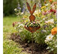 Vintage Metal Rabbit Stake, Easter Metal Rabbit Shaped Garden Stake, For Outdoor Spring Decor, For Lawn Flower Bed Patio Display