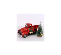 Vintage Metal Rustic Pickup Red Truck with Tree Christmas Decor