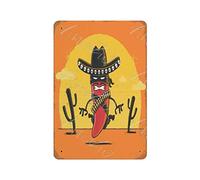 Vintage Metal Sign Angry Red Chili Pepper Mexican Desperado Cartoon Retro Aluminum Tin Sign Decor For House Bar Pub Plaque Poster Wall Art Sign 8x12Inch