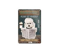 Vintage Metal Sign Bichon Frise Toilet Coffee Shop Sign Retro Sign Vintage Aluminum Tin Sign for Kitchen Coffee Bar Garden Home Bathroom Wall Art Decor 8x12 inch