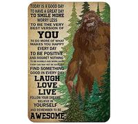 Vintage Metal Sign Bigfoot Today Is a Good Day Retro Poster Plaque Tin Sign Wall Decor for Kitchen Bar Pub Farm House 12x8inch
