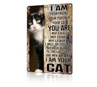 Vintage Metal Sign Black Cat I Am Your Friend Partner Funny Tin Retro Ad Poster Aluminum Wall Art Decor 6x8 Inch